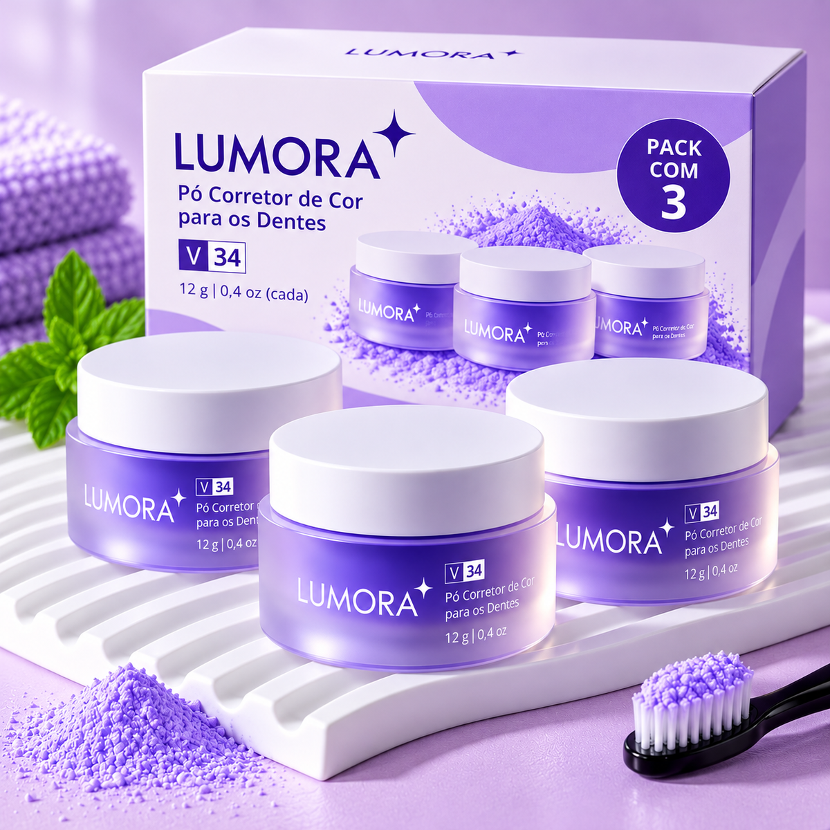Lumora Pó Dental Matizador — Kit 3 potes, imagem 1 de 8